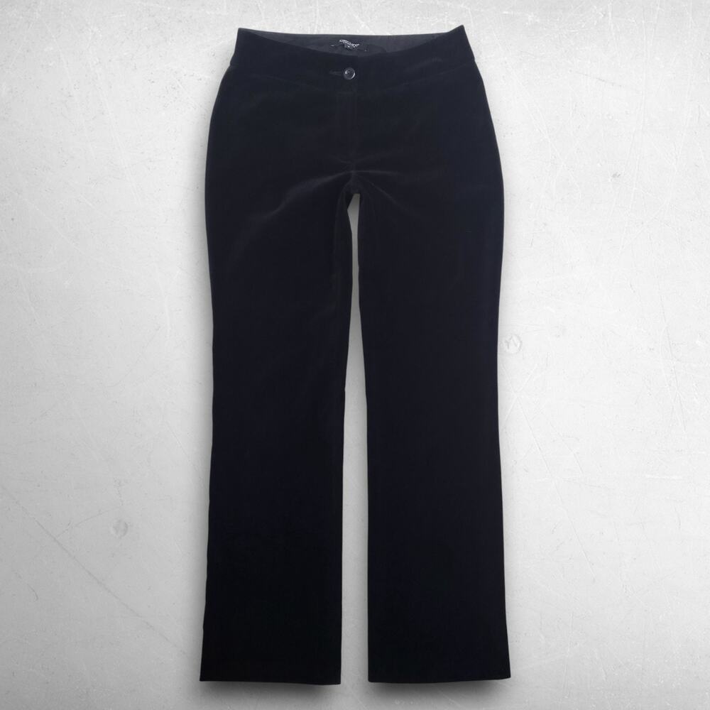 Karen Kane Velvet Pants Wide Leg Front Welt Pockets Women 4 Black Elegant‎ Chic